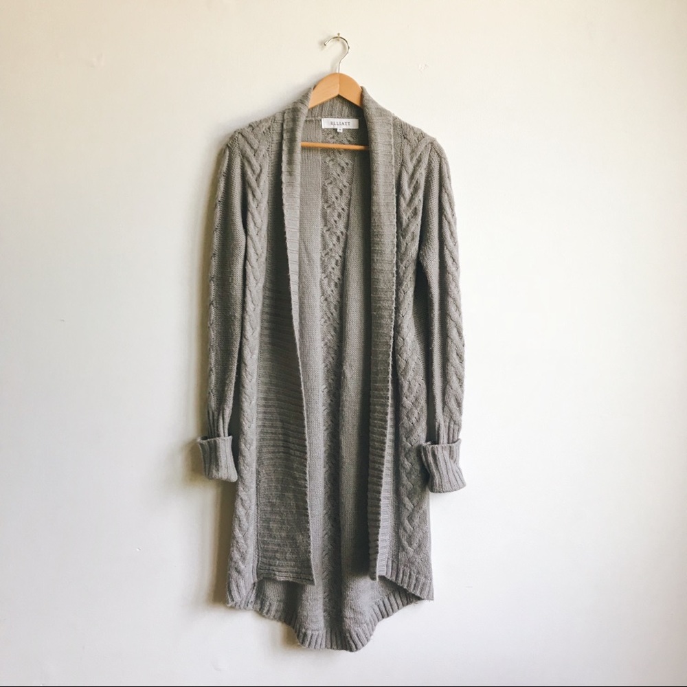 Anthropologie | Gray Cable Knit Duster Cardigan